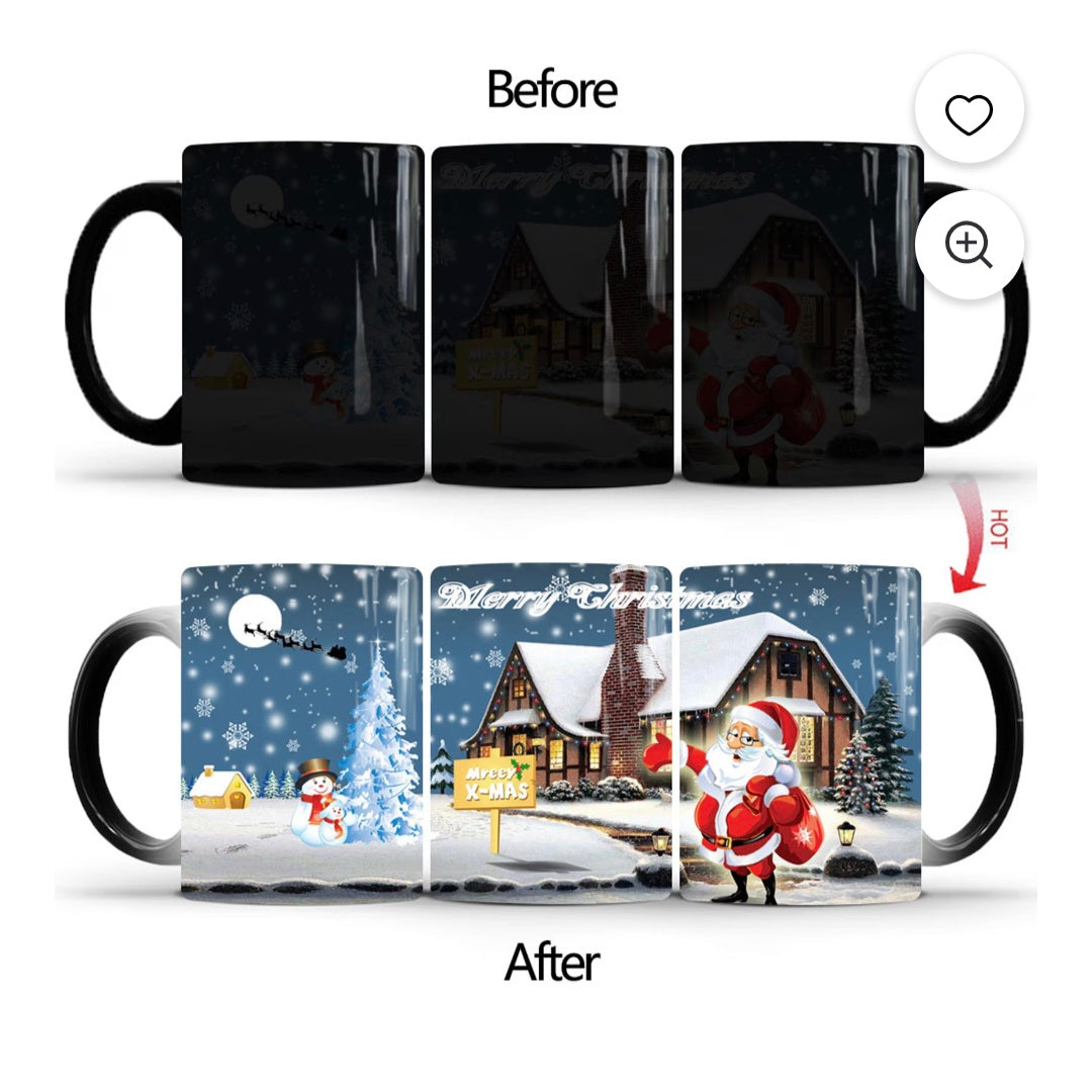 Mug thermosensible de Noël, tasse à café en céramique à couleur